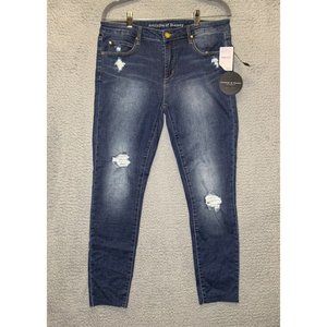 Articles of Society Women Blue Distressed Stretch Skinny Ankle Jeans Size 31 NWT